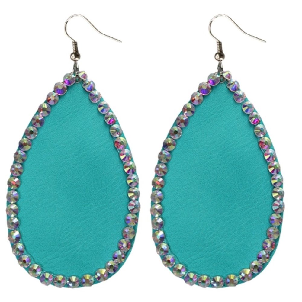 Teardrop Rhinestone Cowgirl Earrings Dangle Drop